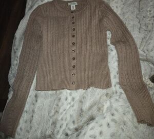 Sincerely Jules Size Medium Brown Cable Knit Thin Sweater